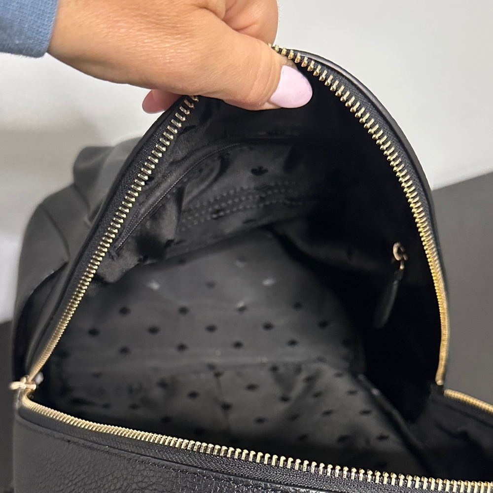Kate Spade Black Pebbled Backpack NWOT.Fits IPad Plastic on Hardware 💯 Authentic - Picture 8 of 16